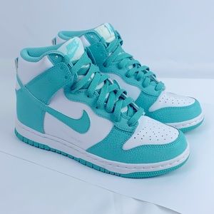 Nike white and light blue dunks